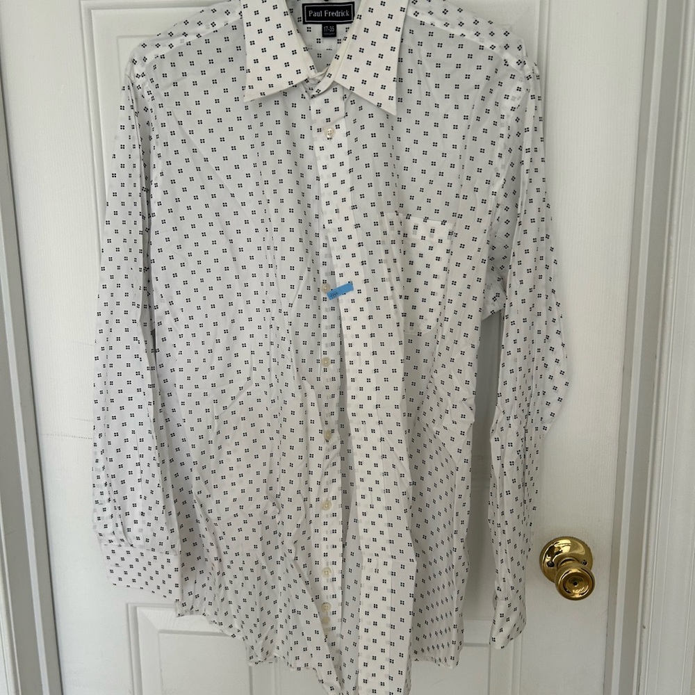 Paul Fredrick White Patterned Men's Shirt